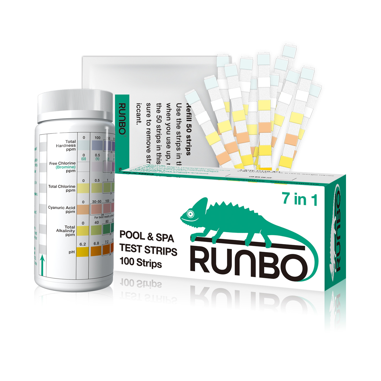 RUNBO Pool Test Strips 7-in-1 (100 Count)_runbotest